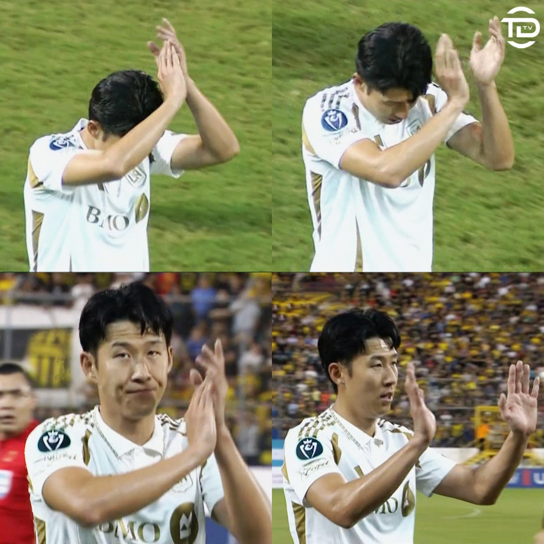 로스앤젤레스(LA)FC 손흥민이 18일(한국시간) 온두라스 산페드로술라의 프란시스코 모라산 경기장에서 열린 레알 에스파냐(온두라스)와의 2026 북중미카리브축구연맹(CONCACAF) 챔피언스컵 1라운드 1차전에 선발 출전해 1골 3도움을 기록한 뒤 후반 17분 교체되고 있다. 자신을 향한 온두라스 현지 팬들의 기립박수에 손흥민 역시 박수로 화답하고 있다. /사진=토도 데포르테스 텔레비시온(TDTV) SNS 캡처