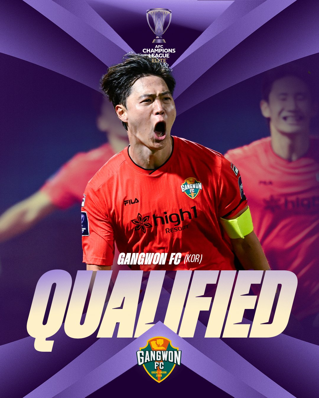 2025~2026 AFC 챔피언스리그 엘리트 16강에 진출한 강원FC. /사진=AFC 제공