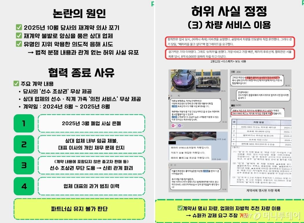 축구 국가대표 황희찬(30·울버햄튼 원더러스)이 슈퍼카 의전 서비스 업체를 상대로 갑질했다는 의혹에 대해 황희찬의 친누나이자 소속사 대표인 황희정이 "악의적 음해"라며 법적 대응에 나섰다. /사진=황희정 인스타그램