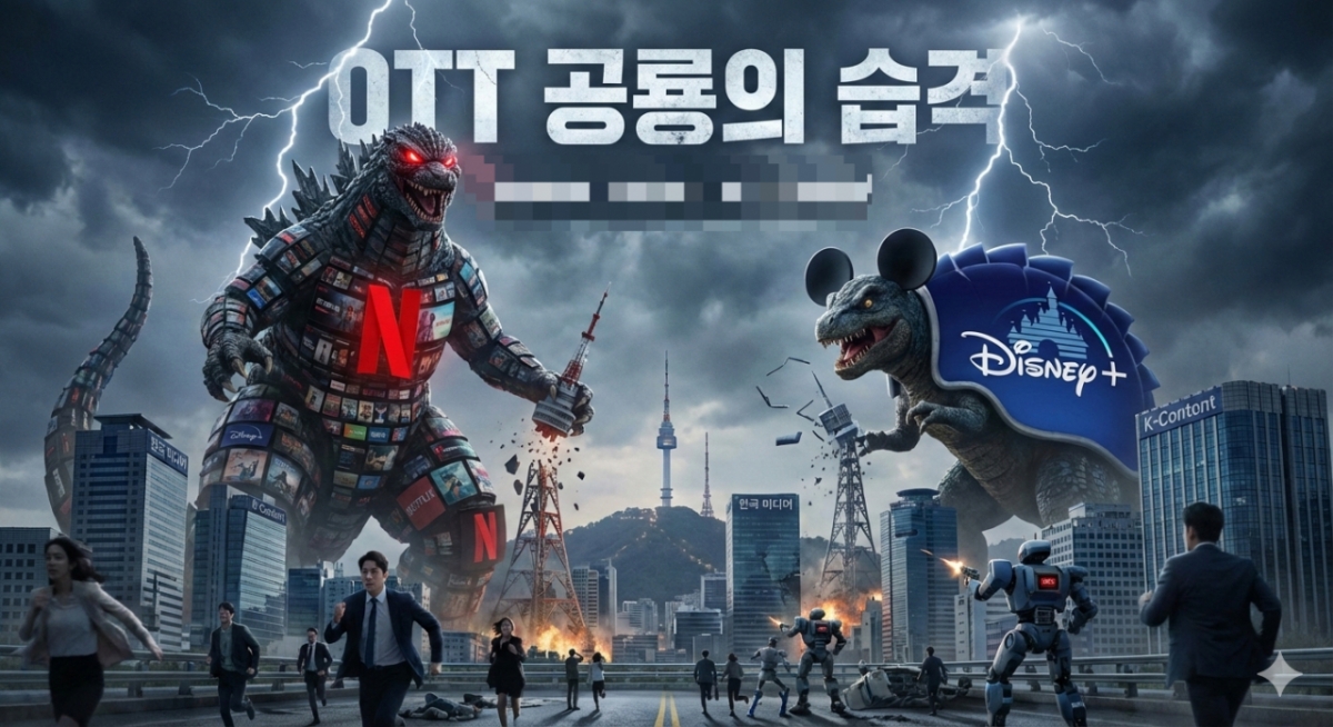 글로벌 OTT들의 한국 콘텐츠 시장 점령 이미지를 구글 제미나이로 요청했다.
