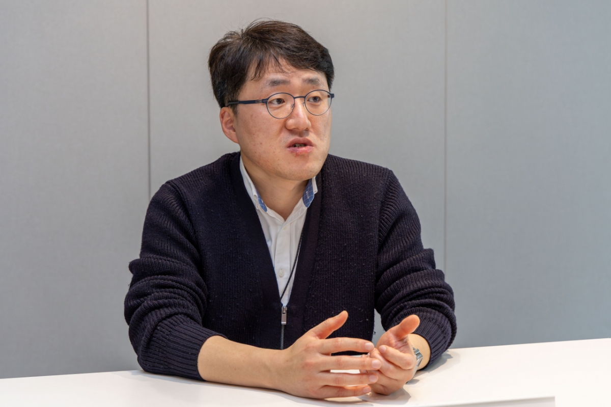 지난 13일 경기 성남시 분당구 HD현대 글로벌R&D센터(GRC). 김태준 HD현대에너지솔루션 R&D부문장의 모습./사진제공=HD현대