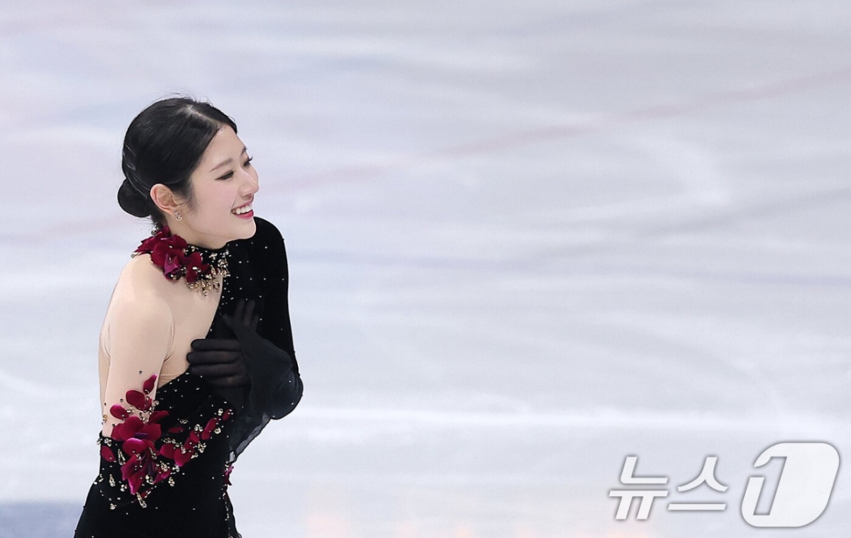 이해인이 프리스케이팅 연기를 마친 뒤 만족스런 표정을 짓고 있다. /사진=뉴스1