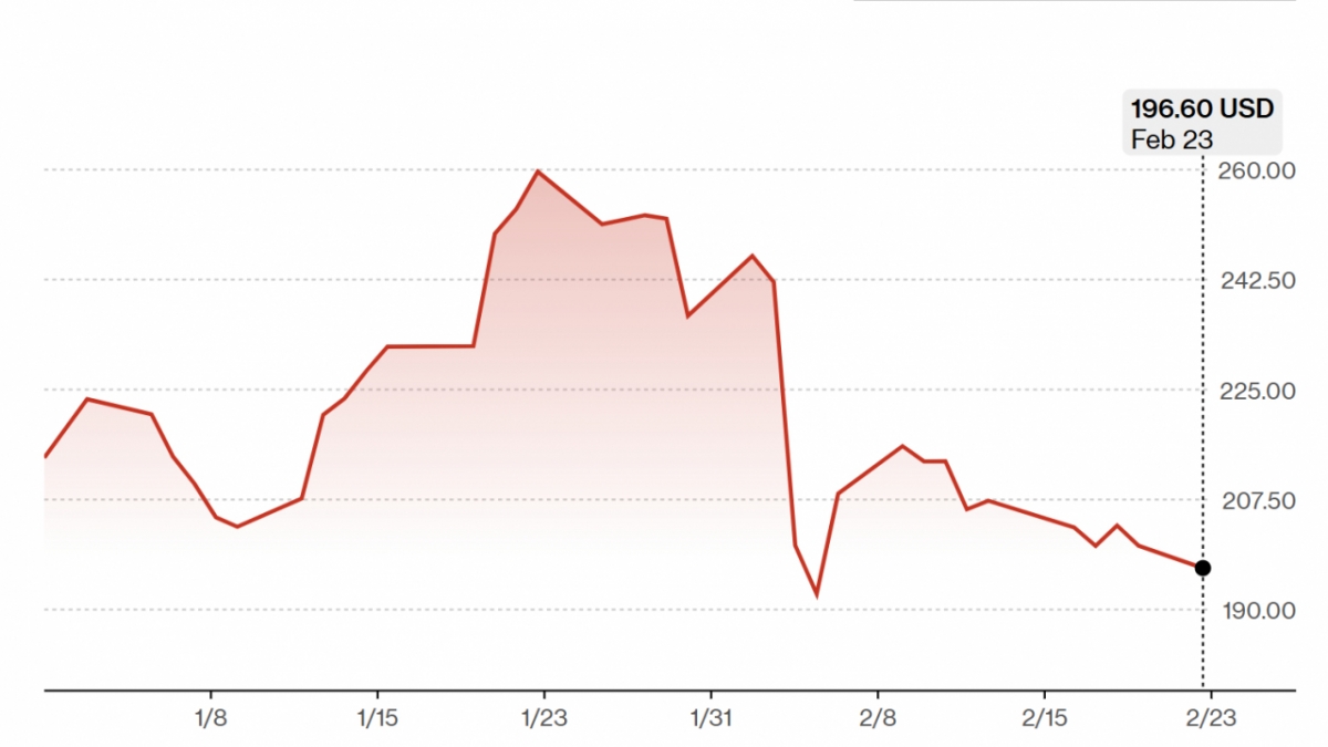 23일(현지시간) 기준 미국 뉴욕증시 AMD 주가 추이 /사진=블룸버그