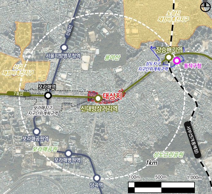 신대방삼거리역 일대 지구단위계획 대상지 위치도/ 사진제공=서울시