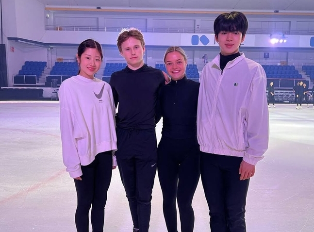 2023년 7월 이해인(왼쪽부터), 말라닌, 루나 헨드릭스(벨기에), 차준환. /사진=말라닌 공식 SNS