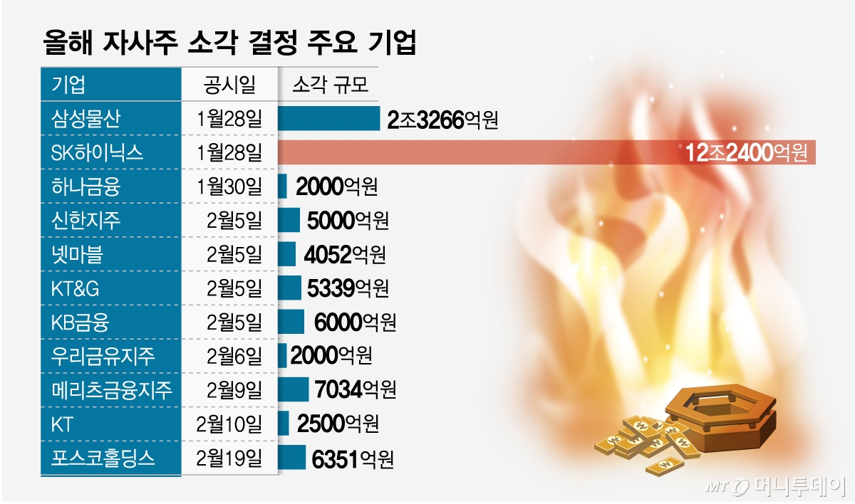올해 자사주 소각 결정 주요 기업/그래픽=임종철