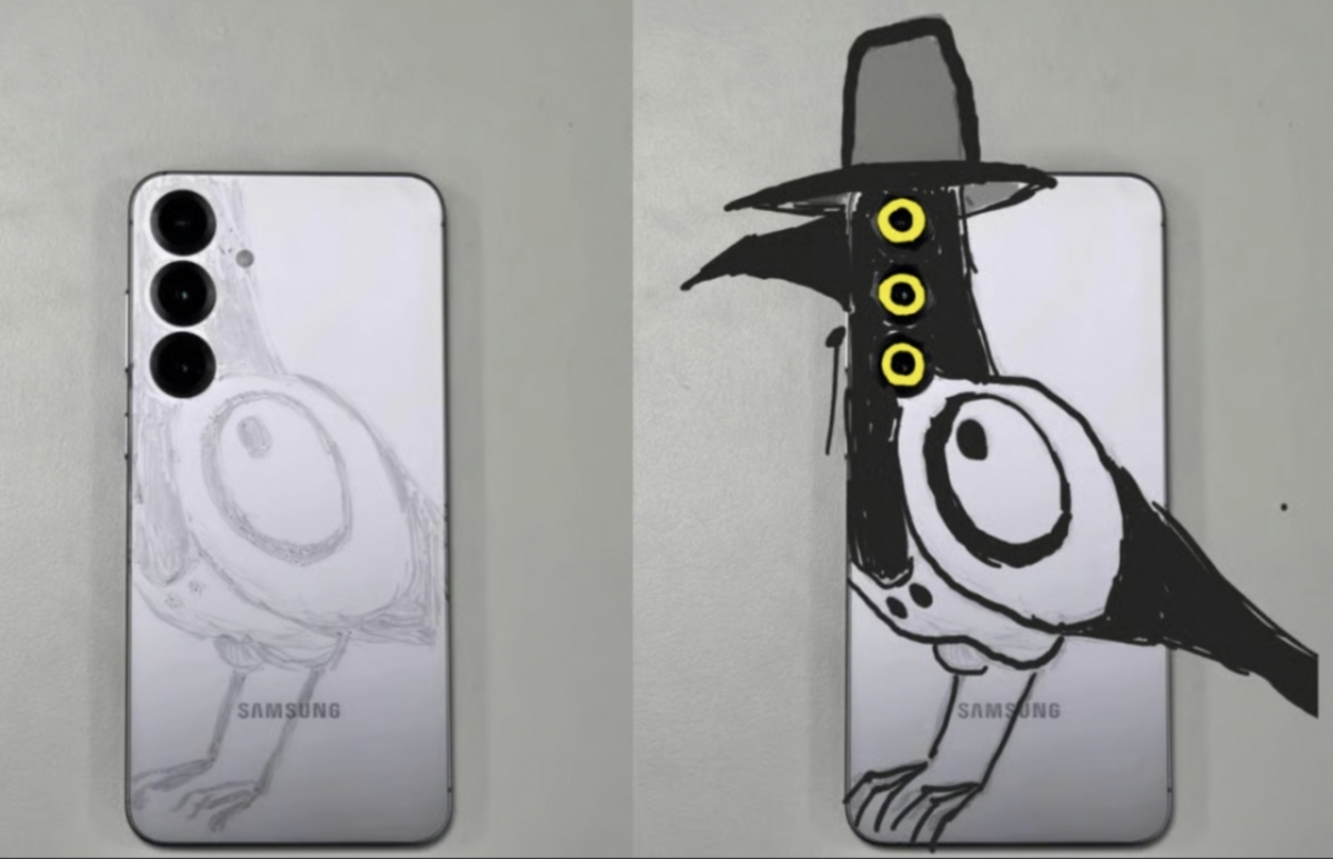넷플릭스 오리지널 애니메이션 '케이팝 데몬 헌터스' 한 해외 팬이 갤럭시S25 후면에 애니메이션에 등장하는 캐릭터인 까치 서씨를 직접 그렸다. /사진=레딧 갈무리