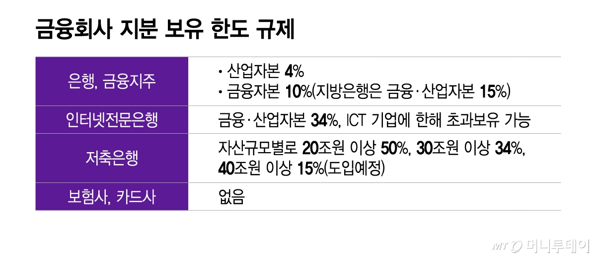 금융회사 지분 보유 한도 규제/그래픽=이지혜