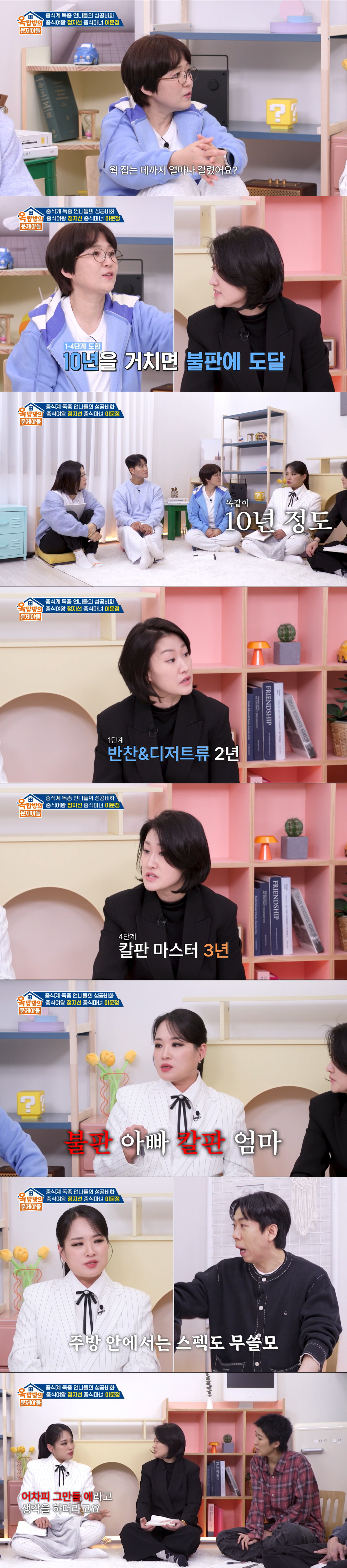 중식 셰프로서의 고충을 털어놓는 정지선, 이문정. /사진=KBS2 '옥탑방의 문제아들' 캡처