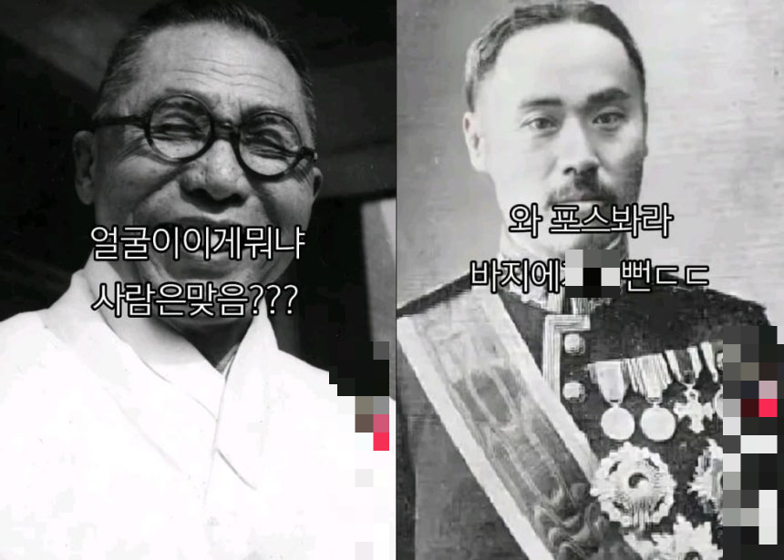 한 틱톡 사용자가 AI로 제작한 영상. 독립운동가 김구는 조롱하고 대표적인 친일파 이완용을 긍정적으로 평가해 논란이 일었다. /사진=서경덕 교수 제공