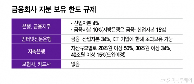 금융회사 지분 보유 한도 규제/그래픽=이지혜
