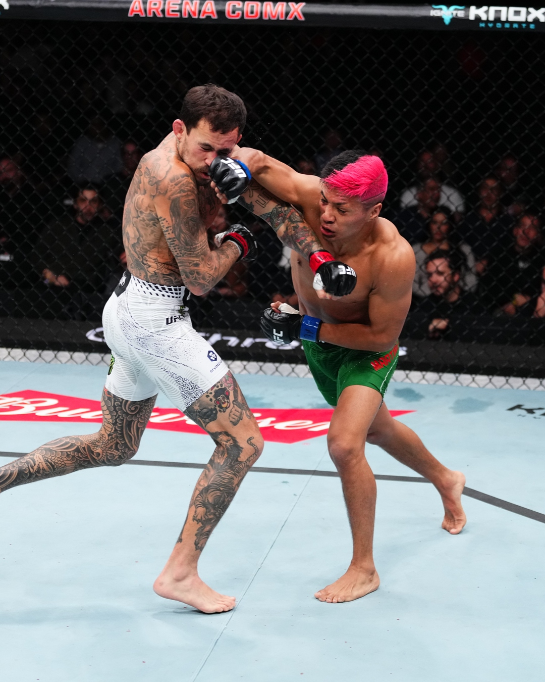 다비드 마르티네스(오른쪽)가 오른손 훅을 날리고 있다. /사진=UFC 공식 사회관계망서비스(SNS)