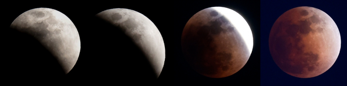 3일 서울 서대문구 하늘에서 개기월식이 일어나는 모습. / 사진 = 뉴시스