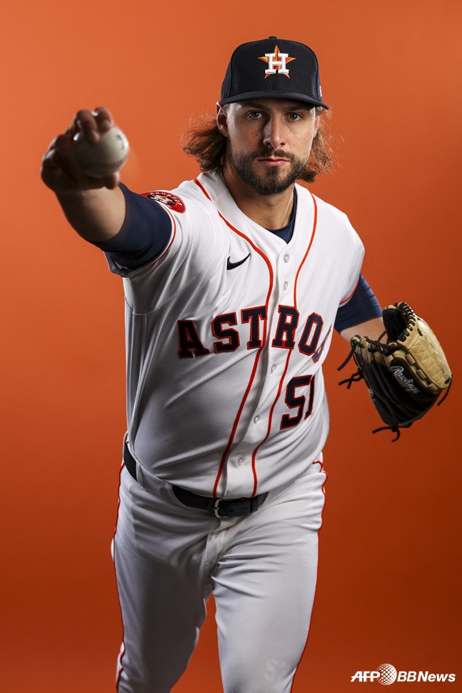 휴스턴 애스트로스 라이언 와이스가 시즌을 앞두고 프로필 사진 촬영에서 포즈를 취하고 있다. /AFPBBNews=뉴스1