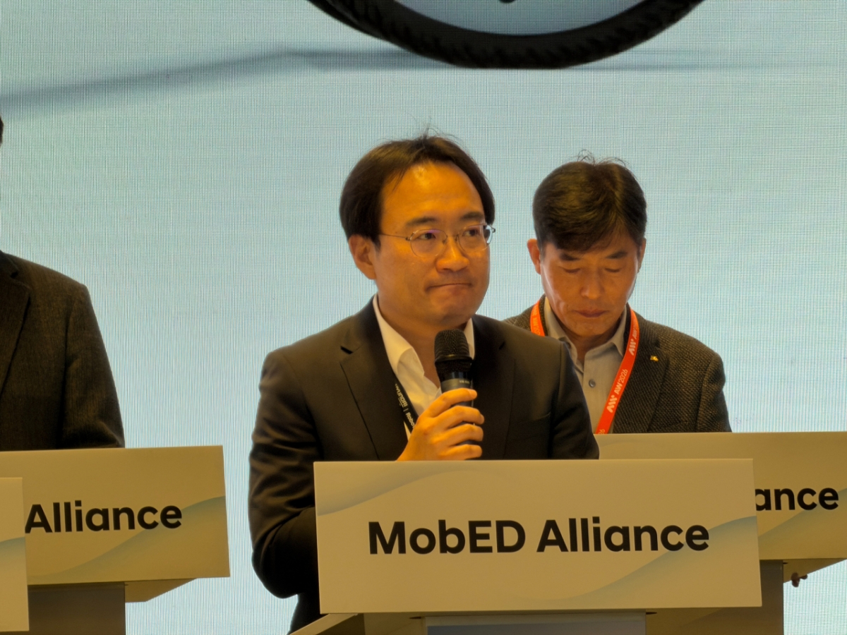 현동진 현대차·기아 로보틱스랩장이 '모베드 얼라이언스' 출범식에서 모베드 얼라이언스 출범 의의를 설명하는 모습/사진= 임찬영 기자