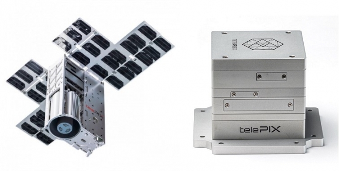 텔레픽스가 개발한 AI 큐브위성 블루본(왼쪽)과 우주용 AI 엣지 프로세서 '테트라플렉스' /사진=텔레픽스 제공