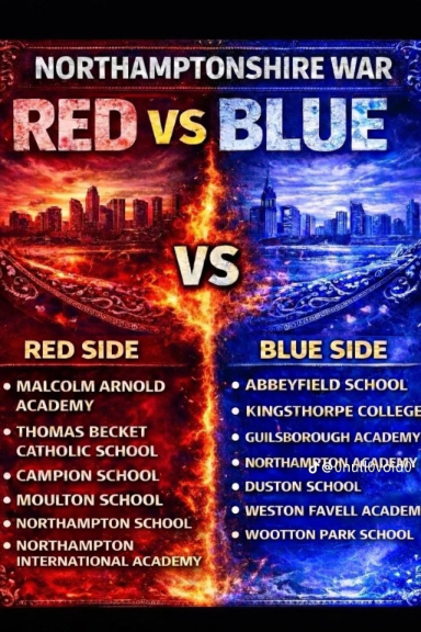 영국 청소년 사이에서 유행 중인 '레드vs 블루' 학교 전쟁 게시물 /사진=X