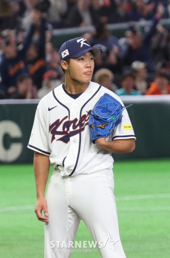 야구대표팀 우완투수 정우주가 5일 도쿄돔에서 열린 2026WBC 도쿄POOL 개막 두번째 경기 한국과 체코경기에 등판했다. /사진=강영조 선임기자
