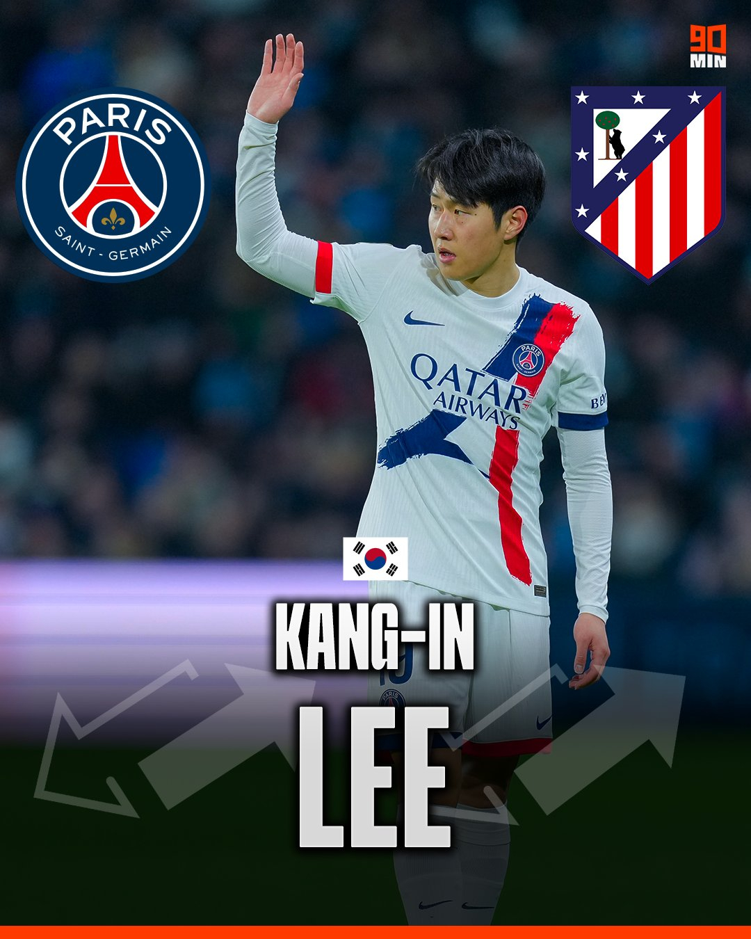 파리 생제르맹 이강인의 아틀레티코 마드리드 이적설. /사진=90MIN SNS 캡처