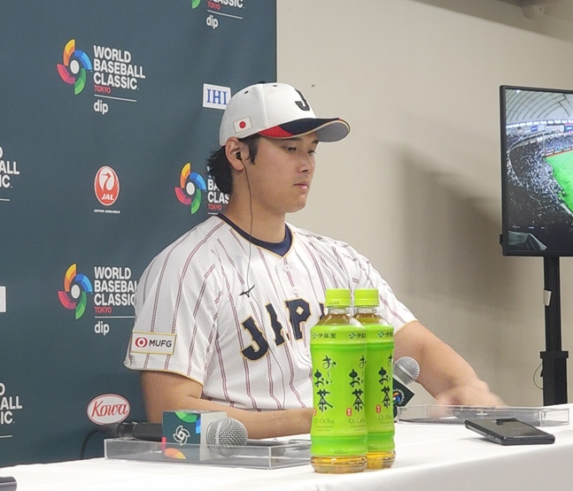 7일 한국전을 마치고 기자회견장에 들어온 오타니. /사진=박수진 기자