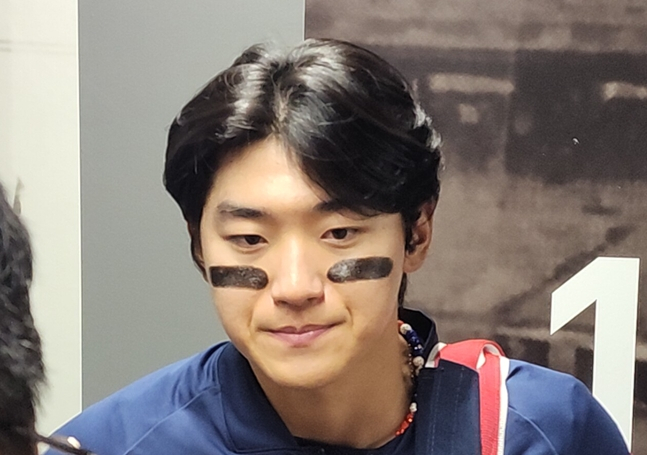 8일 대만전을 마친 뒤 취재진과 만난 김도영. /사진=박수진 기자