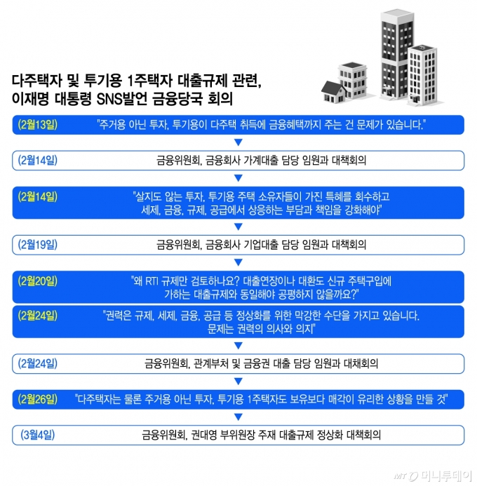 다주택자 및 투기용 1주택자 대출규제 관련, 이재명 대통령 SNS발언 금융당국 회의/그래픽=김지영
