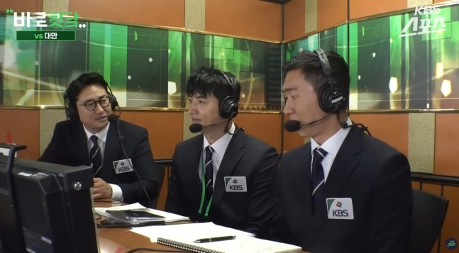 박용택(왼쪽)과 이대형 KBS 해설위원이 경기 후 총평을 하고 있다. /사진=KBS스포츠 유튜브 채널 영상 갈무리