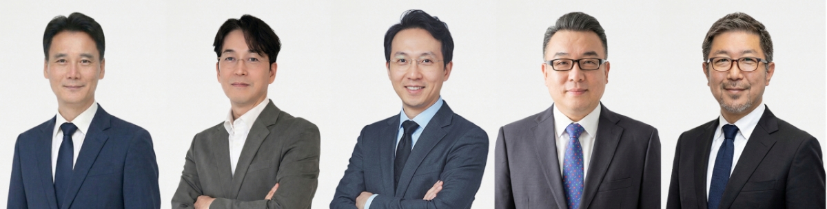 (왼쪽부터)김영철 원텍 글로벌 영업총괄 상무, 김기중 원텍 동남아 총괄 상무, 민욱 원텍 판교 연구소장 상무, 제이슨 김 원텍 미국 법인장, 다나카 야스히토 원텍 일본 법인장/사진제공=원텍