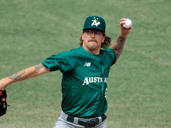 호주 유니폼을 입은 라클란 웰스의 모습. /사진=호주 야구 대표팀 공식 SNS