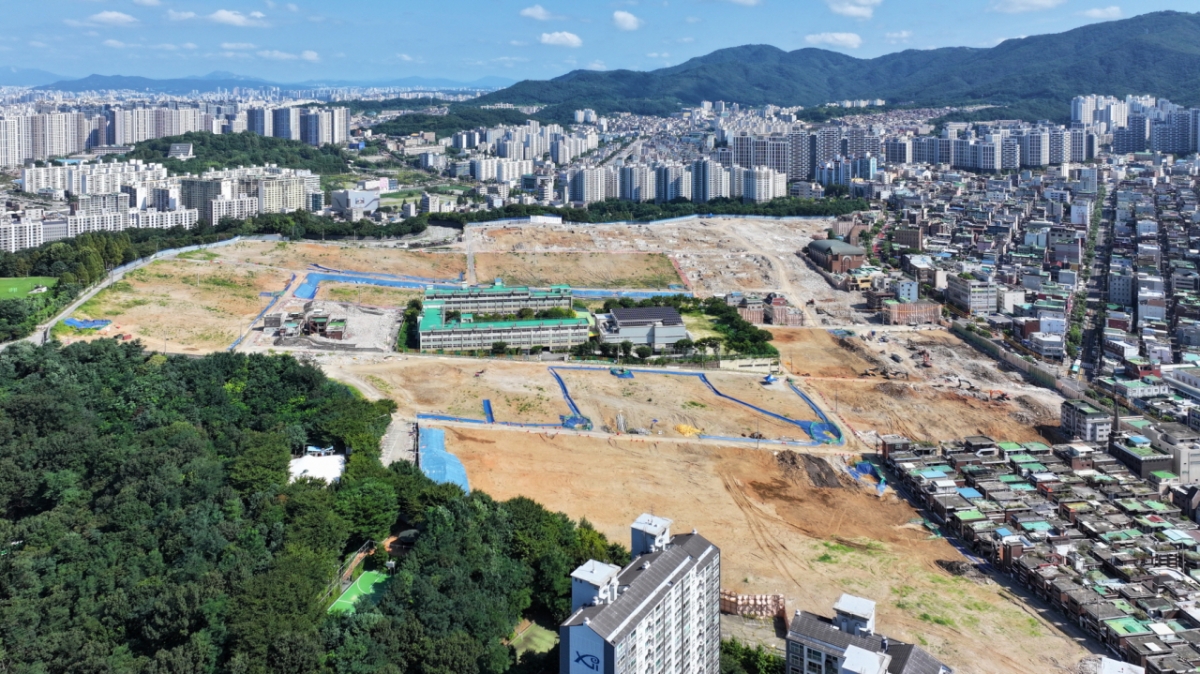 경기도 성남시 중원구에 위치한 대원공원, 상대원2구역 재개발 지역 부지 /사진제공=성남시