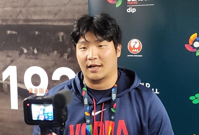 9일 호주전을 마친 직후 문보경. /사진=박수진 기자