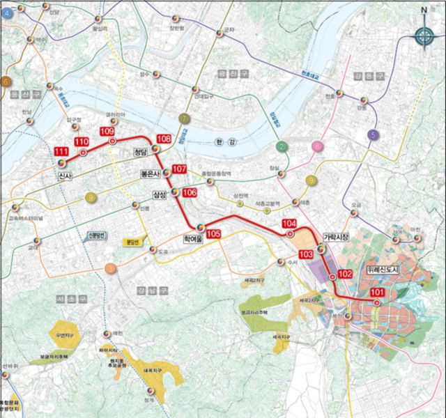 위례신사선 노선도./사진제공=성남시