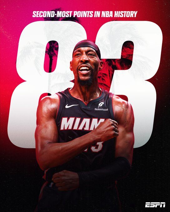 한 경기 83득점을 몰아친 뱀 아데바요. /사진=ESPN 갈무리