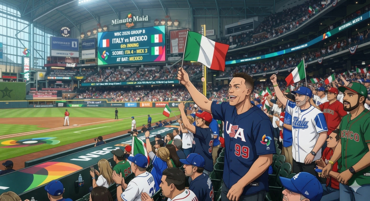 미국 대표팀이 이탈리아 야구 대표팀을 응원하는 AI 생성 이미지. /사진=제미나이 AI 합성