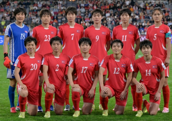 중국과 2026 아시아축구연맹(AFC) 여자 아시안컵 조별리그 3차전 경기에 출전한 북한 베스트 11. /사진=아시아축구연맹(AFC) 공식 홈페이지
