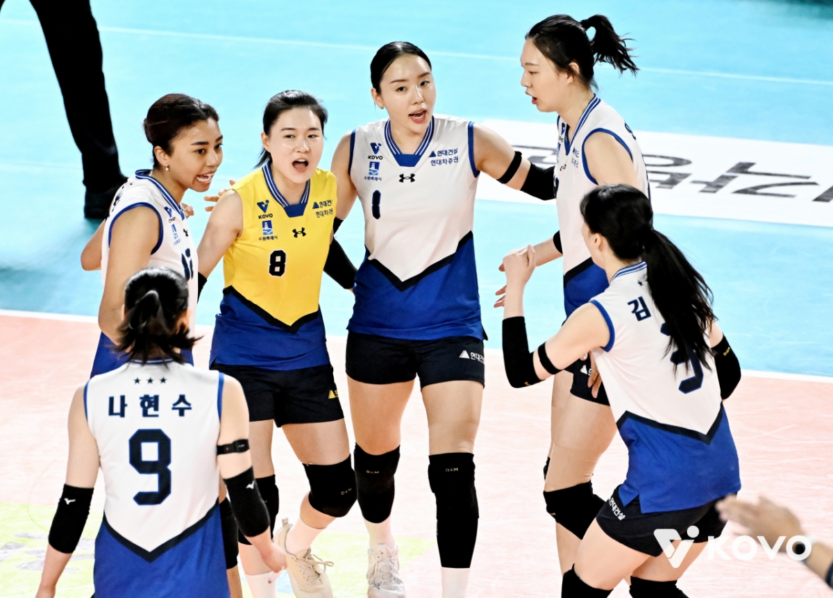 현대건설 선수들. /사진=한국배구연맹 제공