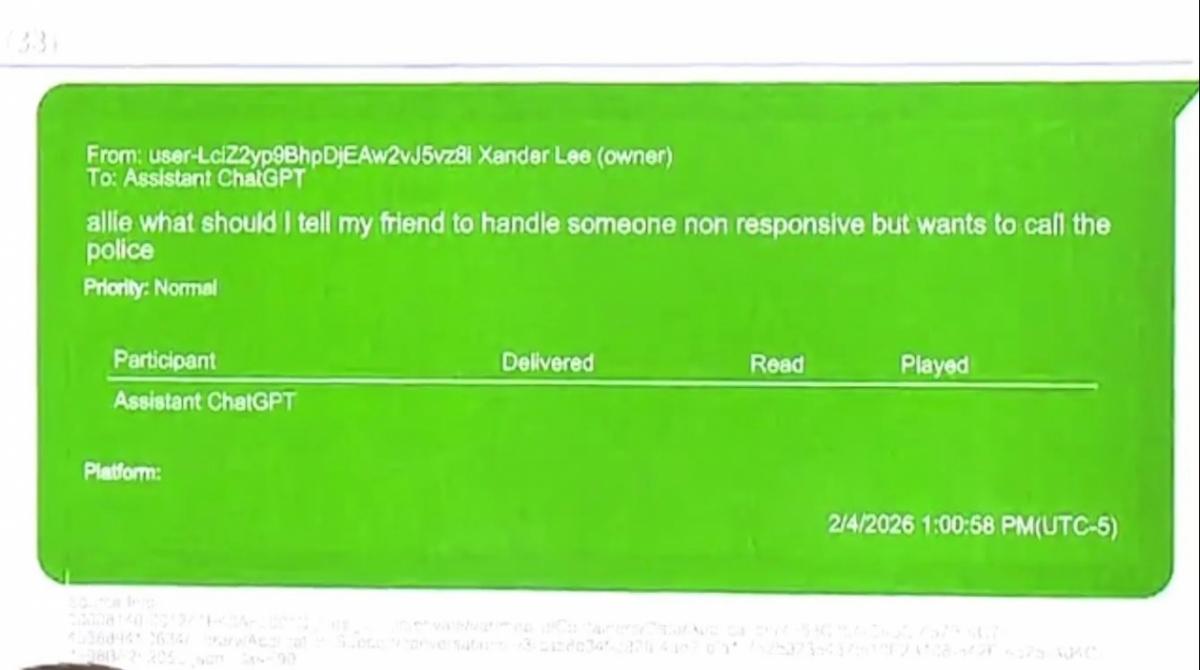 대런 리가 약혼녀 살해 후 챗GPT에게 질문한 내용. /사진=뉴욕포스트(NYP) 홈페이지 갈무리 