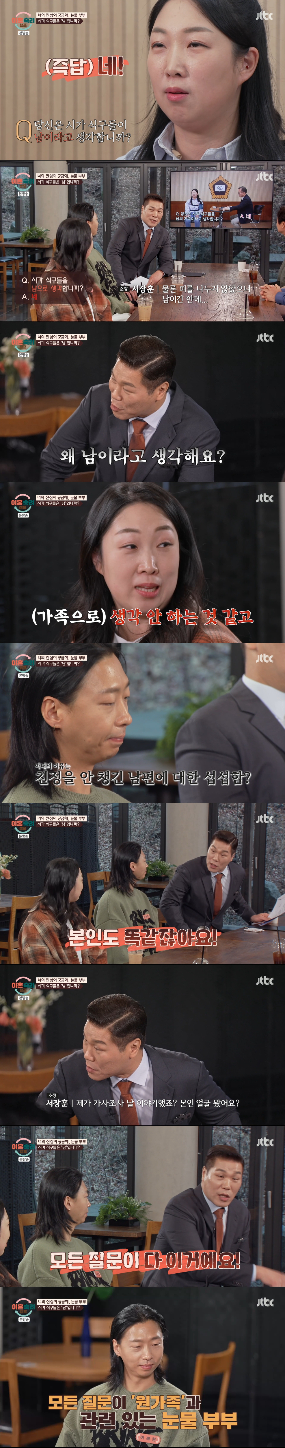 검사 결과를 듣는 눈물 부부. /사진=JTBC '이혼 숙려 캠프' 캡처