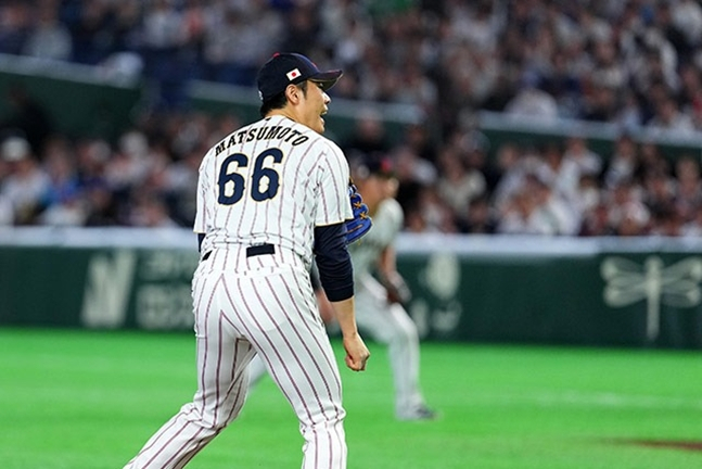 지난 7일 열린 한국전에 나선 마츠모토 유키. /사진=일본 야구 대표팀 공식 홈페이지
