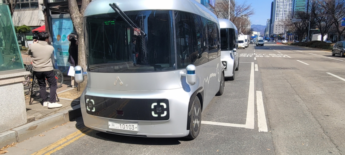 운전석 없는 자율주행버스./사진=권현수기자