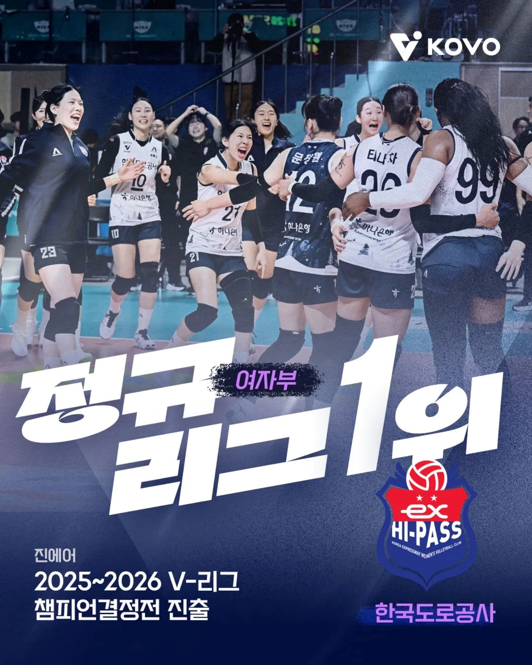 프로배구 여자부 정규리그 1위에 오른 한국도로공사. /사진=한국배구연맹 제공