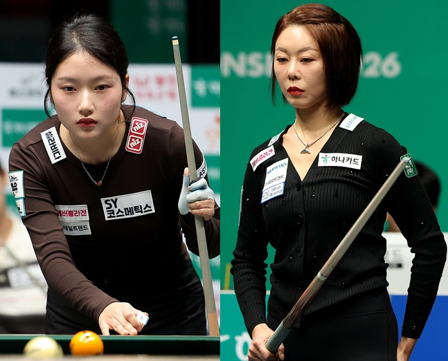 LPBA 월드챔피언십 결승에서 맞붙는 한지은(왼쪽)과 김가영. /사진=PBA 투어 제공