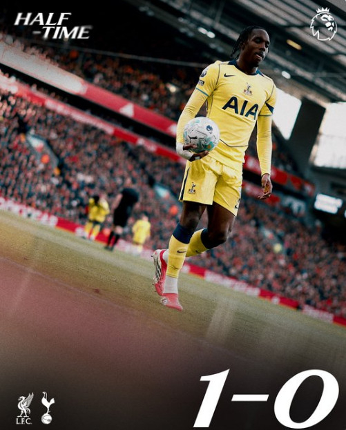 전반전을 0-1로 마친 토트넘. 사진은 마티스 텔. /사진=토트넘 공식 SNS 갈무리