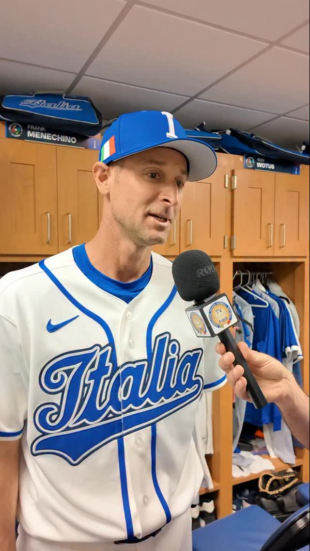 인터뷰를 하고 있는 마에스트리 투수코치. /사진=FIBS(이탈리아 야구 소프트볼 연맹) 공식 SNS