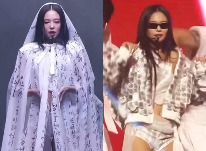 그룹 블랙핑크 제니가 지난해 12월 20일 멜론 뮤직 어워드 무대에서 '르쥬'가 제작한 의상을 입었다. /사진=르쥬 인스타그램