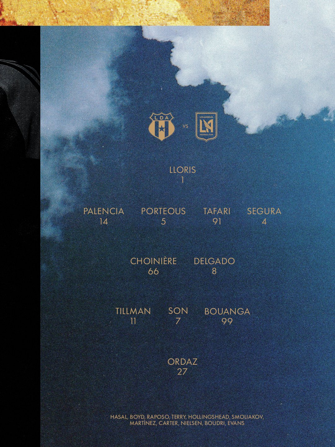 알라후엘렌세전 로스앤젤레스FC의 선발 라인업. 공격형 미드필더에 이름을 올린 손흥민. /사진=로스앤젤레스FC 공식 사회관계망서비스(SNS)