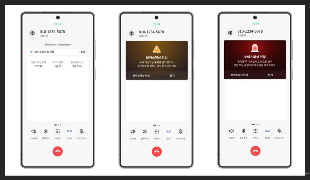SK텔레콤이 에이닷 전화에 '위험 목소리 탐지 기능'을 새롭게 적용했다. 사진은 서비스 화면/사진제공=SKT