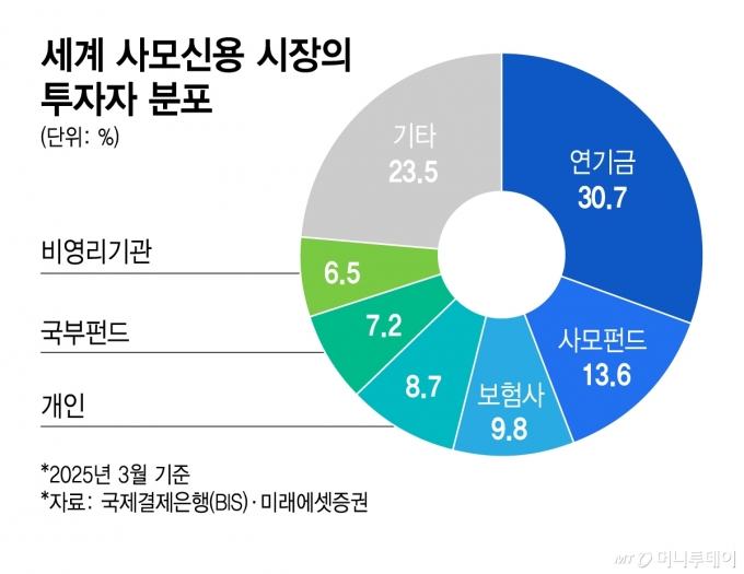 세계 사모신용 시장의 투자자 분포/그래픽=김지영