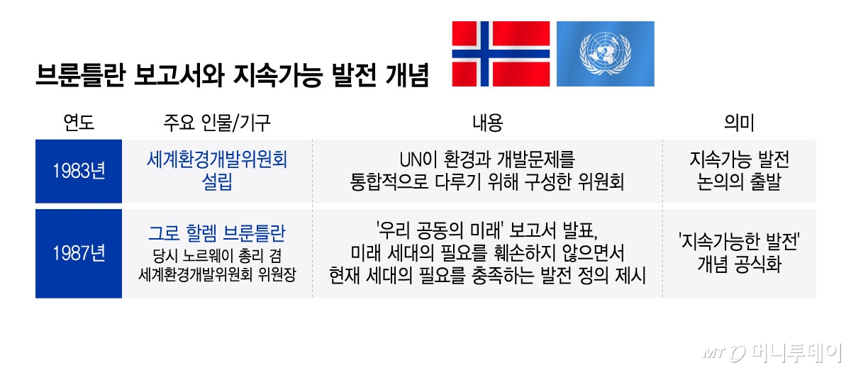 브룬틀란 보고서와 지속가능 발전 개념/그래픽=윤선정