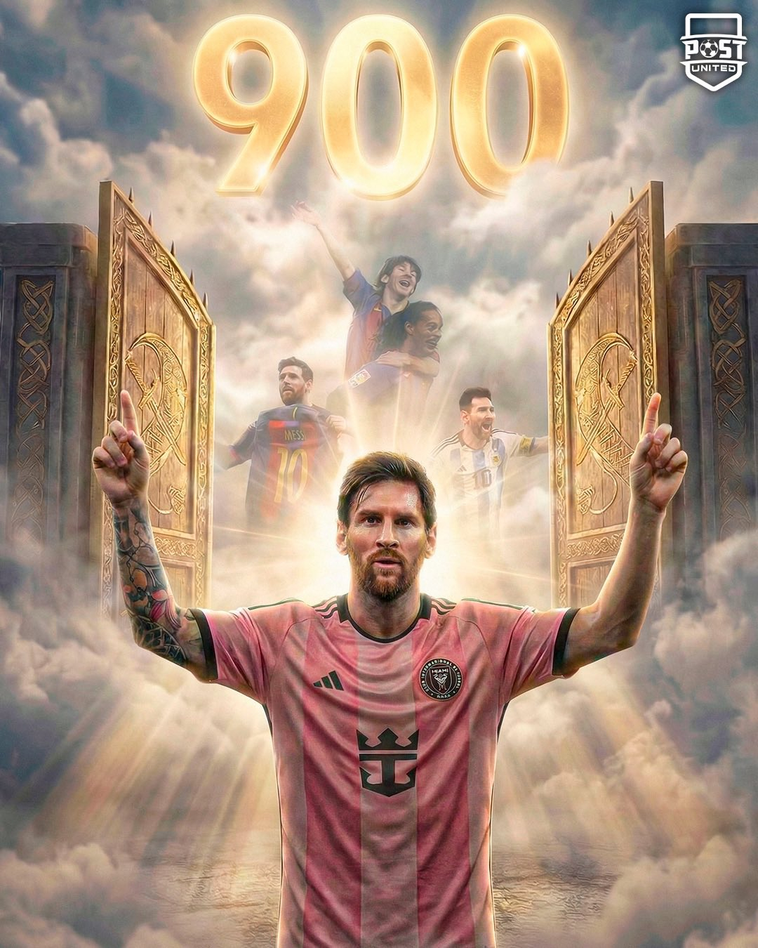 커리어 통산 900골을 달성한 리오넬 메시. 그는 바르셀로나에서 672골, 파리생제르맹에서 32골, 인터 마이애미에서 81골, 아르헨티나 국가대표로 115골을 각각 기록했다. /사진=포스트 유나이티드 SNS 캡처